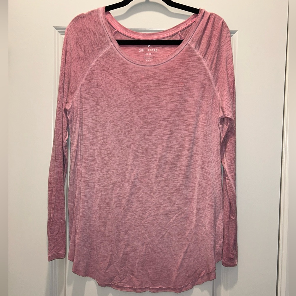 American Eagle Soft & Sexy Slub Long Sleeve Top